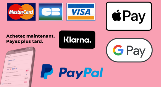 Logo Paiement Alma Paypal Apple Pay Google Pay Klarna CB | Okazionel.com